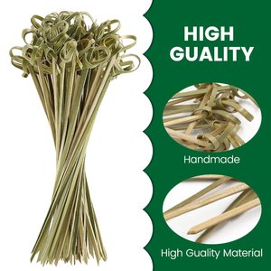 9cm 12cm 15cm bánh sandwich thực phẩm Picks dùng một lần tre Tie knotted xiên Xoắn kết thúc phân hủy sinh học Cocktail Picks bán buôn - Product Image 5