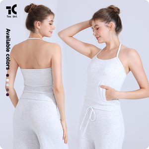 Soutien-gorge <span class=keywords><strong>de</strong></span> sport respirant à séchage rapide, col halter, double poche latérale, dos élégant, bonnets fixes, pour fitness et yoga - Product Image 4