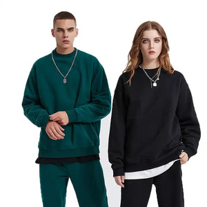 Sweat-shirt à col rond surdimensionné uni en polaire lourd 360GSM personnalisé AR2360 à manches longues pour unisexe pour l'automne - Product Image 2