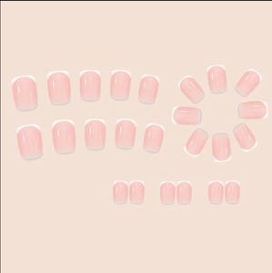 Set di 24 Unghie Finte Quadrate Francesi, Bianche e Nude, Corte, Adesive, Estensibili, Rimovibili e Riutilizzabili con Colla in Gel - Product Image 4