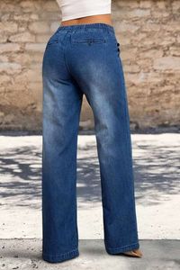 Jeans a Vita Alta di Alta Qualità per Ragazze, Design a Gamba Larga e Dritta, Tessuto Denim Casual Ecologico, Leggero e Semplice - Product Image 3