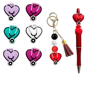 <b>Silicone</b> Solid Color Colored Flat Loose <b>Beads</b> Large Straight Hole Beading DIY Accessories for Phone Keychains Pens Wholesale - Product Image 1