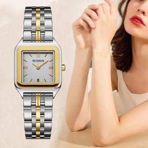 Montre-bracelet de luxe pour femme, étanche, en or, avec logo personnalisé, en acier inoxydable doré, tendance, décontractée, à quartz - Product Image 1