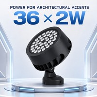 Projecteur LED extérieur 72W 36x2W RGB DMX512, étanche, pour jardin, paysage, éclairage architectural de façade de bâtiment d'hôtel