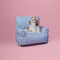 Benutzerdefiniertes Logo Kleines Luxus-Rechteck-Hundebett Sofa-Form-Design Leicht Waschbares Kleines Hundesofa-Bett Streifenmuster