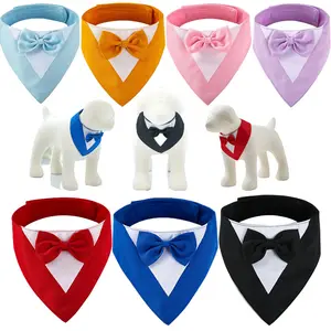 Pet Accessories New Pet Suit Triangle Scarf Bow Necklace Saliva Towel Dog Bandana with Logo Bow Tie Handsome Pet Collar Scarf