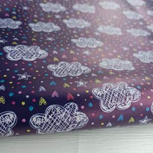 Nuevas imágenes de dibujos animados en la nube Impresión personalizada 70% PVC 30% poliéster Tela de vinilo de piel sintética para sofá de asiento de coche - Product Image 2