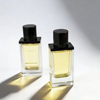 Flacon de parfum vide en verre de luxe personnalisé, 30 ml, 50 ml, 100 ml, avec bouchon magnétique, couvercle carré noir, design de créateur, rechargeable, avec boîte