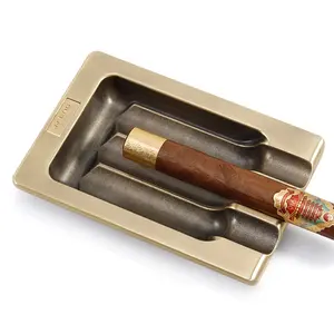 JIFENG יצרן 15*10*2.2cm 345g JF-2006 קלאסי אבץ סגסוגת מתכת מותאם אישית 3 חריצים שולחן סיגר מאפרה בציר