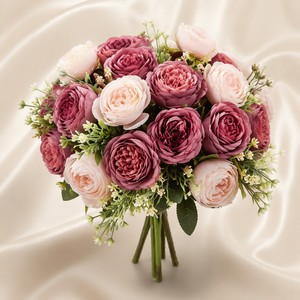Bouquet de pivoines artificielles rose poussière en soie pour <span class=keywords><strong>d</strong></span>écoration de mariage, centre de table, fausses fleurs vintage en gros - Product Image 1