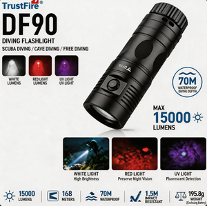 Equipo de <span class=keywords><strong>Buceo</strong></span> TrustFire DF90 15000LM, Linterna de <span class=keywords><strong>Buceo</strong></span> de Alta Potencia, Multifuncional, Sumergible hasta 70m, para <span class=keywords><strong>Buceo</strong></span> - Product Image 1
