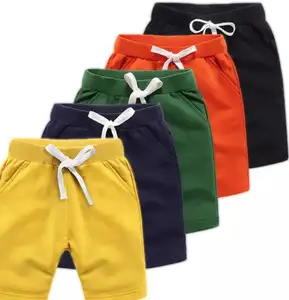 Özel % 100% pamuk düz çocuk şort çocuklar Sweatpants yaz Jogger şort küçük çocuklar için kısa pantolon katı