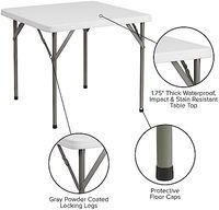 Table pliante en plastique blanc de granit carré bon marché de vente directe d'usine | Imperméable | Résistant aux chocs et aux taches
