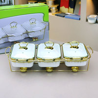 Lot de 3 Réchauds Chafing Dish Professionnels en Porcelaine Céramique de Haute Qualité