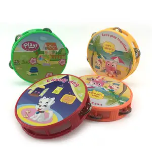 2023 Cheap Price Cartoon Plastic Jingles Party Favors Musical Wholesale Tambourine For Children