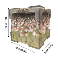 Cadeau de fête des mères fait à la main bricolage magique Cube Tulipan veilleuse matériel paquet Tulipe avec lumière artificielle Led Tulip miroir lampe