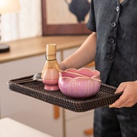 YUBIN Ensemble à thé Matcha en céramique de style japonais, fait au four, avec bec verseur, fouet à thé, support et passoire, 5 pièces, capacité 500 ml