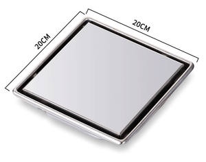 YOTO แผ่นดักท่อระบายน้ำสแตนเลสขัดเงาทรงสี่เหลี่ยมขนาด20ซม. สำหรับใส่ฝักบัวกันกลิ่นกับดักท่อระบายน้ำอุปกรณ์ห้องน้ำ - Product Image 1