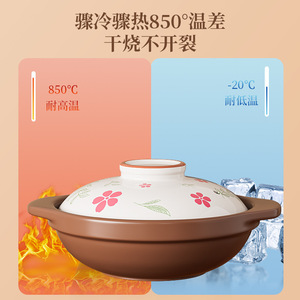 Ceramic Clay Pot 2.1-3L Heat Resistant With Lid For Gas Stove Sizzling Cooking - Product Image 2