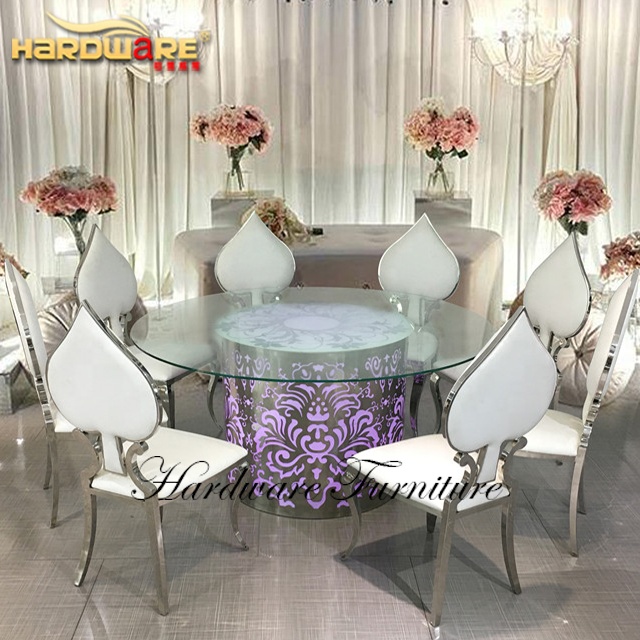 Круглый стеклянный перезаряжаемый светодиодный стол для ресторана с дистанционным управлением