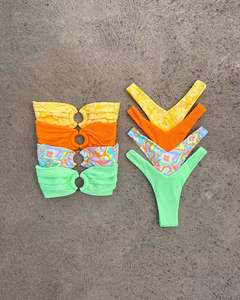 夏季时尚定制女性两件套性感丁字裤露背纯色经典微型比基尼套装加大码泳衣 - Product Image 5