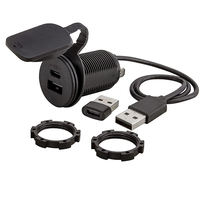 Chargeur de voiture USB intégré de type C, kit complet, couvercle rabattable étanche avec câble et accessoires, 12-24V pour camping-car et moto