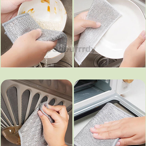 Essuie-vaisselle en fil d'argent avec logo personnalisé, non abrasif, multi-usages, pour la vaisselle et le nettoyage domestique - Product Image 6