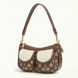 Sac à bandoulière imprimé pour femme, aspect cuir, style hobo, deux sangles, fermeture éclair, multi-poches, toutes saisons, pour les trajets quotidiens - Product Image 4