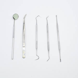 दंत स्केलर सेट दंत चिकित्सा मौखिक देखभाल सेट स्टेनलेस स्टील दांत सफाई जांच दंत उपकरण के मुंह दर्पण सेट - Product Image 6