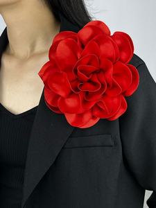 Satén francés 19cm tela exagerada flor grande broche Pin hecho a mano flor vestido accesorio broche - Product Image 3