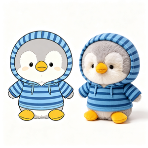 Peluche di <span class=keywords><strong>Pinguino</strong></span> Casual a Righe con Cappuccio, Morbido <span class=keywords><strong>Pinguino</strong></span> Imbottito con Felpa <span class=keywords><strong>Blu</strong></span> a Righe, Giocattolo di Peluche Decorativo - Product Image 3