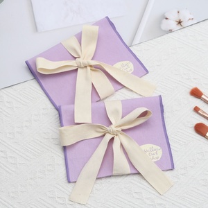 Custom Logo Printed Small Purple Canvas Envelope Necklace Ring Jewelry Pouch Gift Cosmetic Packing Cotton Flap Dust Bag - Product Image 1