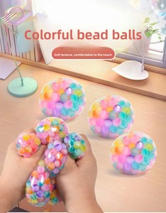 Nouveauté transfrontalière : Jouet anti-stress en plastique souple TPR, balle à presser en forme de raisin, avec perles colorées effet vitrail - Product Image 6