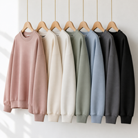Sudadera de Cuello Redondo de Algodón Grueso de 350 g/m² con Logotipo Personalizado, para Hombre y Mujer, Estilo Holgado con Hombros Caídos, Sudadera Lisa para Streetwear