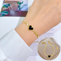 Ensemble de bijoux de luxe en acier inoxydable coeur d'amour pour les femmes collier de chaîne de serpent non terni boucles d'oreilles-accessoires de mariage à la mode
