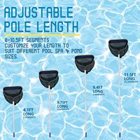 Épuisette de piscine profonde 3ft/10ft avec poignée en aluminium réglable de 1,0 mm d'épaisseur et sac à mailles fines pour éliminer tous les débris des piscines hors sol et enterrées