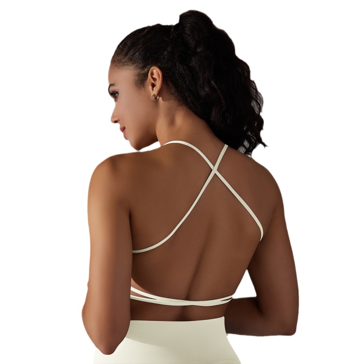 2024 Women's Seamless Fitness Sports Vest Crop Tank Wholesale Custom Logo Yoga Gym Top Bra Breathable Cross Straps Design