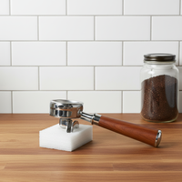 EasySun Porte-filtre sans fond 58 mm avec poignée en bois en acier inoxydable pour machines à expresso semi-automatiques
