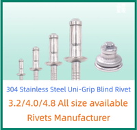 304/316 Acier Inoxydable ORLOCK INOX Rivet Dôme Tête Unigrip Pop Blind Rivet Grip Tit HR Rivets M3.2 M4 M4.8