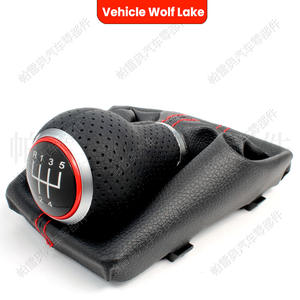 Pareo – pommeau de levier de vitesse en cuir, 5 vitesses, coutures rouges, ergonomique, pour Volkswagen Audi A4 B6 2002 2009 - Product Image 4