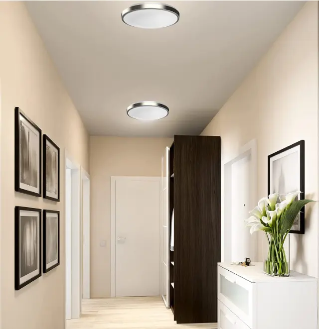 ETL-lámpara de techo de níquel cepillado con montaje empotrado, luz de techo fina con clasificación húmeda para cocina y dormitorio, 11 ", 5CCT