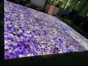 Dalles de pierre de cristal de quartz bleu écologiques pour revêtement mural d'hôtel moderne, design de fond de villa, finition polie, projet complet - Product Image 2