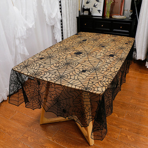Halloween Spider Web <b>Tablecloth</b> <b>Rectangle</b> Polyester Jacquard Lace Black 137x182cm Party Decor - Product Image 4