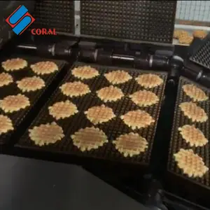 Máquina de biscoito de waffle de alta produtividade, linha macia de produção de bolinhas/equipamento de cozimento de waffle