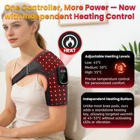 Enveloppe d'épaule sans fil à LED pour thérapie par lumière rouge avec chaleur et vibration 660nm 850nm, masseur d'épaule LED rechargeable 5000mAh
