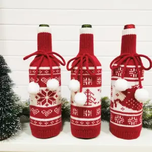 Wein Flasche Abdeckung Taschen Santa Claus Wein Flasche Abdeckung Geschenk Tasche Weihnachten Dinner-Party Weihnachten Tabelle Decor Frohe Weihnachten