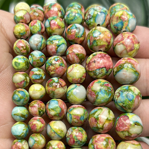 AsVrai U Perle Rotonde Sciolte in Diaspro Naturale Colorato con Sedimenti Marini per Creazione Gioielli Fai da Te Braccialetti Accessori - Product Image 1