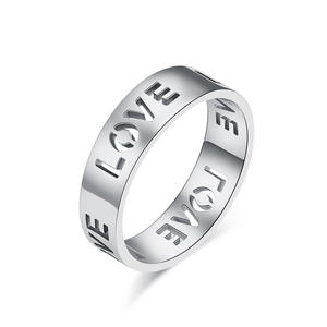 Love Titanium Steel <b>Ring</b> 6mm Wide Letter Design Unisex Couple Jewelry Gift - Product Image 5