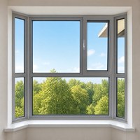 Fenêtre à battant en aluminium avec cadre en alliage d'aluminium thermolaqué, triple vitrage isolant, insonorisée, design minimaliste