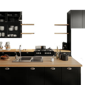 Gabinetes de Cocina Modernos en Negro Brillante, Diseño de Acabado Lacado de Lujo para Casa, Apartamento, Cocina de Hotel - Product Image 3